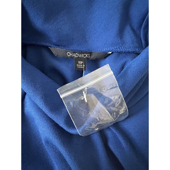 Vintage Chadwicks Ocean Blue Turtleneck Top & Mini Skirt Retro 2pc Set Women 10P - Picture 6 of 6